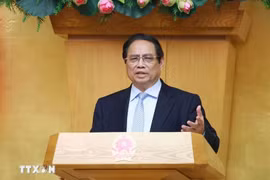Le Premier ministre Pham Minh Chinh lors de la réunion. Photo: VNA