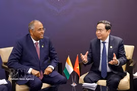 Le président de l’Assemblée nationale, Tran Thanh Man, et le président de l’Assemblée nationale de Côte d’Ivoire, Patrick Achi. Photo: VNA