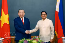 Le secrétaire général du Parti communiste du Vietnam (PCV) et président vietnamien, To Lam, et le président philippin, Ferdinand Romualdez Marcos Jr. Photo: VNA