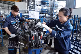 La société par actions AUTOMECH, implantée dans la zone industrielle de Dinh Tram (province de Bac Ninh), affiche un chiffre d'affaires annuel d'environ 1.000 milliards de dongs et emploie plus de 600 personnes. Photo : VNA