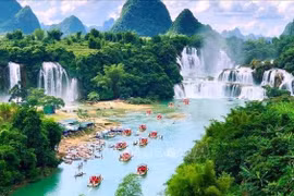La cascade de Ban Gioc est un site patrimonial situé dans le géoparc mondial UNESCO Non Nuoc Cao Bang. Photo : VNA