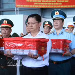Le vice-président du Comité populaire de Hô Chi Minh-Ville, Nguyen Manh Cuong, lors de la cérémonie de commémoration et de la remise d'échantillons biologiques destinées à l'identification des restes de martyrs. Photo : VNA