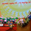 Pham Minh Chinh, membre du Bureau politique, secrétaire du Comité du Parti du gouvernement et Premier ministre, prononce le discours de clôture du premier Congrès du Comité du Parti du gouvernement pour le mandat 2025-2030. Photo : VNA
