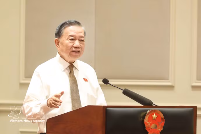 Le secrétaire général et président de la République To Lam s'exprime. Photo: VNA
