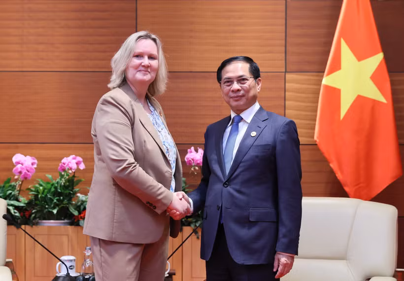 Le vice-PM Bui Thanh Son reçoit la secrétaire d'État danoise des Affaires étrangères. Photo: VNA