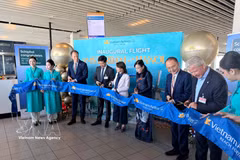 Cérémonie de lancement de la liaison directe Hanoi-Amsterdam. Photo : VNA