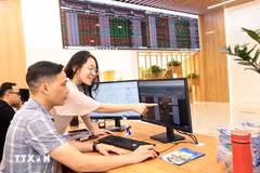 Des investisseurs suivent les mouvements du marché. Photo : VNA