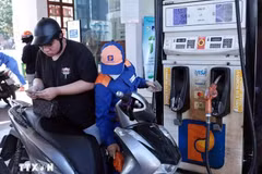 Une station-service de Petrolimex, à Hanoi. Le recul des carburants fait fléchir les prix à la consommation de 0,39% en juin. Photo : VNA