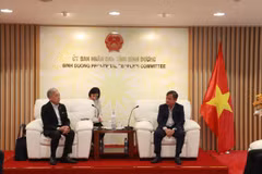 La province de Binh Duong et la société japonaise Tokyu Corporation discutant de la coopération pour le développement des infrastructures. Photo: VNA