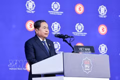 Le président de l’Assemblée nationale du Vietnam, Trân Thanh Mân, s'exprime lors du débat général de la 152e Assemblée de l’Union interparlementaire (UIP-152), à Istanbul, le 16 avril. Photo: VNA