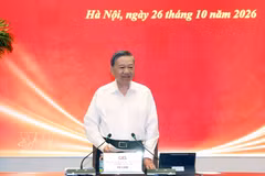 Le secrétaire général et président Tô Lâm s'exprime lors de la première séance du Comité directeur central sur l'action extérieure et l'intégration internationale. Photo: VNA