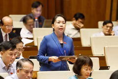 La députée Ly Tiêt Hanh, de la délégation parlementaire de la province de Gia Lai, prend la parole lors de la première session extraordinaire de l’Assemblée nationale. Photo : VNA