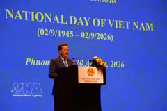 Le premier vice-Premier ministre cambodgien Neth Savoeun s’exprime lors de la cérémonie. Photo : VNA