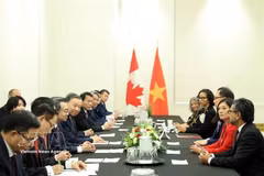 Le secrétaire général du Parti et président de l'État, Tô Lâm, a rencontré des représentants du Groupe d'amitié parlementaire Canada-Vietnam, le 24 septembre (heure locale). Photo: VNA