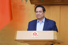 Le Premier ministre Pham Minh Chinh lors de la réunion ordinaire du gouvernement de février. Photo: VNA