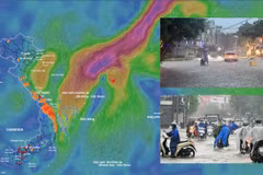 De fortes pluies se sont abattues sur une vaste zone allant de Hà Tinh à Quang Ngai du 22 au 23 octobre en raison de la circulation de la dépression tropicale. Photo: Système de surveillance des catastrophes au Vietnam