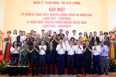 Le secrétaire général du Parti communiste du Vietnam, président de la République, Tô Lâm et les délégués à la rencontre en l’honneur du 81e anniversaire des Journées traditionnelles de la Sécurité publique populaire (19 août 1945 – 2026) et du secteur diplomatique (28 août 1945 – 2026). Photo : VNA