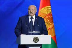 Le président de la République du Bélarus Alexandre Loukachenko lors d'une conférence à Minsk. Photo : Xinhua/VNA