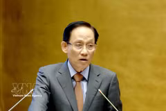 Le ministre des Affaires étrangères Lê Hoài Trung s’adresse à la conférence nationale consacrée à l’étude, à l’appréhension et le déploiement de la mise en œuvre de certaines résolutions et directives du Poliburo, le 3 septembre. Photo : VNA