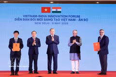 Le secrétaire général du Parti et président de la République, Tô Lâm, s’adresse au Forum de l'innovation Vietnam - Inde ayant pour thème «Coopération dans le développement des ressources humaines, des sciences, des technologies, de l'innovation et de la transformation numérique», à New Delhi, le 6 mai 2026. Photo : VNA