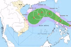 Une carte montre la trajectoire prévue de la tempête Fengshen, telle qu'enregistrée à 7h00 le 18 octobre 2025. Photo : Centre national de prévision hydrométéorologique