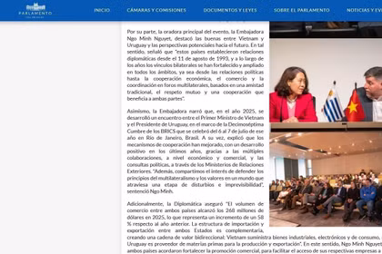 Le portail officiel du Parlement uruguayen. Photo : VNA