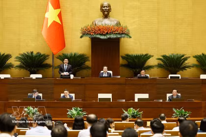 Le vice-président de l'Assemblée nationale, Nguyen Hong Dien, préside une séance. Photo : VNA
