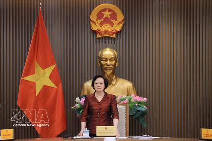La vice-Première ministre Pham Thi Thanh Tra s'exprime lors de la conférence. Photo: VNA