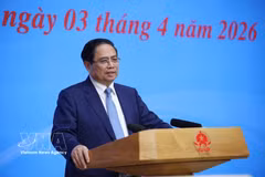 Le Premier ministre Pham Minh Chinh, président du Comité de pilotage national sur l'intégration internationale, s'exprime lors d’une réunion du comité tenue le 3 avril à Hanoï. Photo: VNA