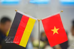 Les drapeaux nationaux du Vietnam et de l'Allemagne. Photo: VNA
