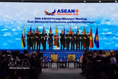 Les ministres des Affaires étrangères de l'ASEAN à la cérémonie d'ouverture de la 59e réunion ministérielle des Affaires étrangères de l'ASEAN (AMM-59). Photo : VNA