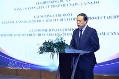 Le Tien, vice-président de la Cour populaire suprême, s'exprime lors de l'événement. Photo: VNA