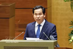 Le Quang Manh, secrétaire général de l’Assemblée nationale, chef de son bureau et chef du bureau du Conseil électoral national, s'exprime lors de la réunion. Photo: VNA