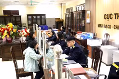 Des citoyens et des entreprises procèdent aux formalités administratives au Service des impôts de la région IV, à Hung Yen. Photo : VNA