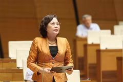 La gouverneure de la Banque d'État, Nguyên Thi Hông, lors de la séance de questions-réponses à la 9e session de la 15e Assemblée nationale, le 19 juin à Hanoï. Photo: VNA
