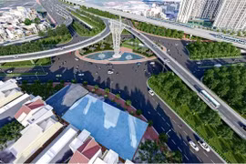 Vue en perspective de la ligne ferroviaire Thu Thiem - Long Thanh passant par le nœud ferroviaire d'An Phu (Hô-Chi-Minh-Ville). Photo : Département de la construction de la ville d'Ho Chi Minh-Ville.
