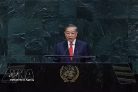 Le secrétaire général du Parti communiste du Vietnam et président de la République, To Lam prononce un discours au débat général de haut niveau de la 81e session de l’Assemblée générale de l’ONU. Photo: VNA