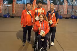 L’athlète Nguyen Thi Ngoc Thuy décroche le bronze au lancer du javelot. Photo : tdtt.gov.vn