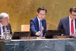 L’ambassadeur Do Hung Viet, chef de la Mission permanente du Vietnam auprès de l'ONU, président désigné de la conférence (au centre). Photo: VNA