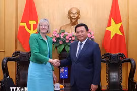 Le professeur-docteur Nguyên Xuân Thang, directeur de l'Académie nationale de politique Hô Chi Minh et président du Conseil théorique central reçoit Gillian Bird, nouvelle ambassadrice d'Australie au Vietnam. Photo : VNA