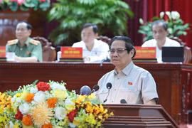Le Premier ministre Pham Minh Chinh lors de la rencontre d'électeurs de Cân Tho, à l’approche de la 9e session de la 15e Assemblée nationale (AN). Photo : VNA