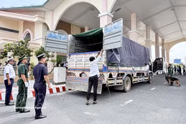 Au poste-frontière international terrestre de Khanh Binh, dans la province d’An Giang. Photo : VNA