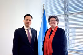 a secrétaire générale adjointe aux affaires juridiques et conseillère juridique des Nations Unies, Elinor Hammarskjöld et l'ambassadeur Dang Hoang Giang, chef de la Mission permanente du Vietnam auprès de l'ONU. Photo: VNA