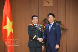 Le ministre japonais de la Défense, Shinjiro Koizumi (à droite), et le général Phan Van Giang. Photo : VNA
