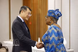 Le Premier ministre Le Minh Hung et la directrice générale de l’OMC Ngozi Okonjo-Iweala. Photo : VNA