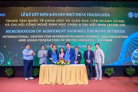 Cérémonie de signature du protocole d'accord entre le Centre ICISE et l'Association asiatique de biotechnologie au Vietnam (AFOB-VN). Source : https://doanhnghiepvn.vn