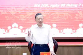 Le secrétaire général du Parti communiste du Vietnam et président de la République, To Lam s'exprime. Photo: VNA