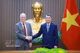 Le Premier ministre Le Minh Hung (droite) reçoit le maire de Hambourg Peter Tschentscher. Photo: VNA