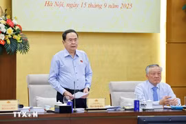 Le président de l'Assemblée nationale Trân Thanh Mân préside la réunion. Photo: VNA