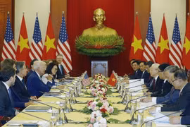 L'entretien entre le secrétaire général du PCV Nguyên Phu Trong et le président américain Joe Biden, qui se sont tenus dans l'après-midi du 10 septembre 2023 à Hanoï, ont donné lieu à de nombreux résultats positifs. Photo : Tri Dung - VNA
